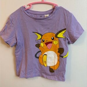 4/30$ H&M X Pokemon Lavender Tee with Bright Orange Raichu Graphic 2-4 years
